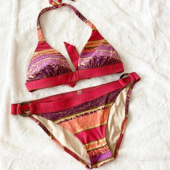 VS boho purple/tan stripped push up bikini Y2K - Picture 2 of 12